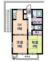 ファミーユ・ドミ 2DKの間取図画像
