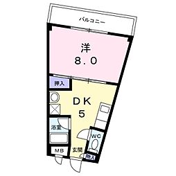 サーベイテック2 1DKの間取図画像