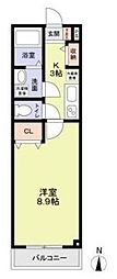 クロレ船橋宮本 2階1Kの間取り