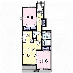 JR紀勢本線 紀三井寺駅 3.2kmの賃貸アパート 1階2LDKの間取り