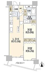 プラウド高田馬場 2LDKの間取図画像