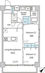 築地MKハウス 503 5階2LDKの間取り