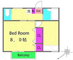 ハイツ大瓦 1Kの間取図画像