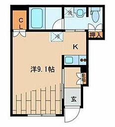 ステラコート 1階ワンルームの間取り