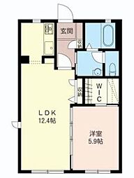 シャーメゾンフィオーレB 1階1LDKの間取り