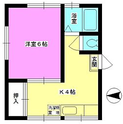 高和ハウス 2階1Kの間取り