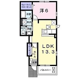 JR中央線 高尾駅 徒歩23分の賃貸アパート 1階1LDKの間取り