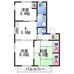 JR紀勢本線 宮前駅 徒歩13分の賃貸アパート 1階3Kの間取り