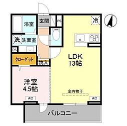 川口市大字里アパート 1LDKの間取図画像