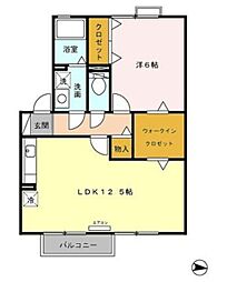 カンパーニュ Ｃ 2階1LDKの間取り
