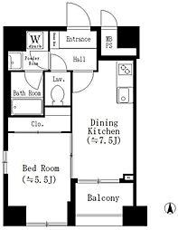 オークテラス 7階1DKの間取り