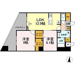 GRANDSOLEIL 1LDKの間取図画像