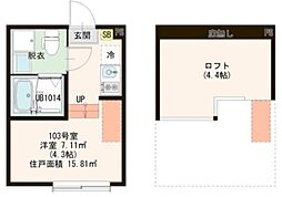 グラン竹ノ塚 1階ワンルームの間取り