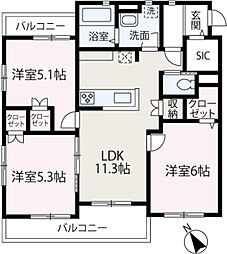 ＫＵＫＵＲＵ・II 1階3LDKの間取り