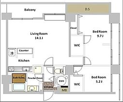 Daiwa芝浦ビル 11階2LDKの間取り