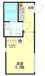 コンフォート東四ツ木 3階1Kの間取り