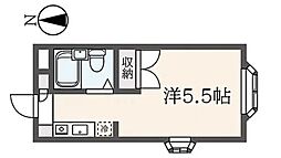 アーバンハイム武蔵野 2階ワンルームの間取り