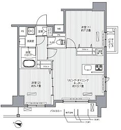 センテニアル王子神谷 7階2LDKの間取り
