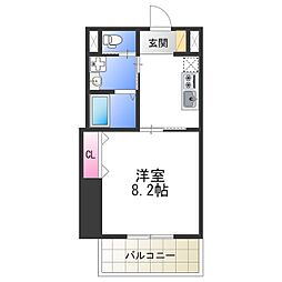 朱雀 1Kの間取図画像