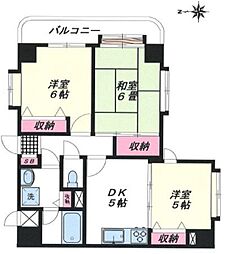ライオンズマンション大森北 3DKの間取図画像
