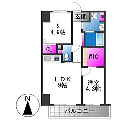 ハイラインV 1SLDKの間取図画像