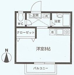 コーポ佳輝 ワンルームの間取図画像