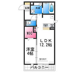 ルーチェ鳳 2階1LDKの間取り