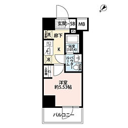 プレール・ドゥーク川口並木 1Kの間取図画像