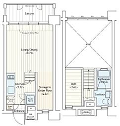 ドゥーエ新丸子 3階ワンルームの間取り