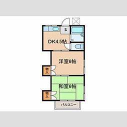 コーポカワウチ 2階2DKの間取り