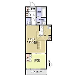 JR総武線 東中野駅 徒歩8分の賃貸アパート 2階1LDKの間取り