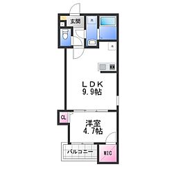 (仮称)ジーメゾン羽衣フェザー 1LDKの間取図画像