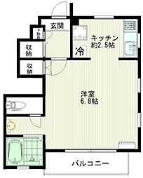 ディアコートB 1Kの間取図画像