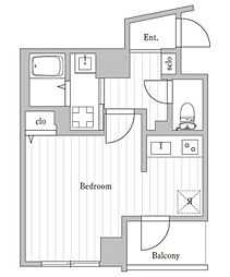 キャビンドゥルミエール 4階ワンルームの間取り