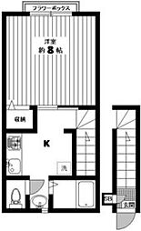 カーサNOBU 2階1Kの間取り