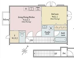 Kukkula kuriya1号棟 1SLDKの間取図画像