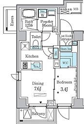 ラテスト白金台 3階1DKの間取り