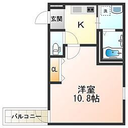 フジパレス湯里5番館 1Kの間取図画像