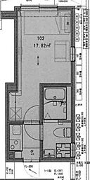 プルミエールよつ木 2階1Kの間取り
