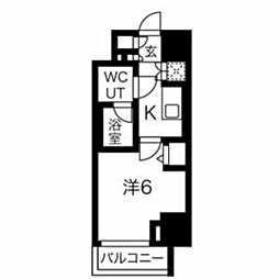 スパシエヴァロル品川荏原 1Kの間取図画像