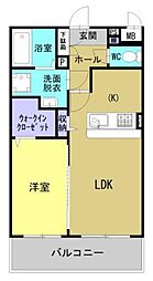 クレリア嬉野 1LDKの間取図画像