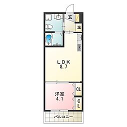 FメゾンFINO 1LDKの間取図画像