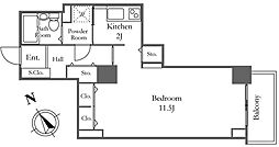 リバーシティ21新川 26階ワンルームの間取り