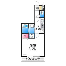 リレックス緑ヶ丘中町 3階1Kの間取り