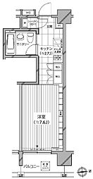 カスタリア麻布十番七面坂 ワンルームの間取図画像