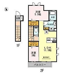 アイリス 2LDKの間取図画像