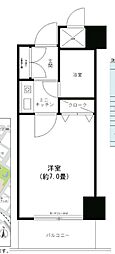 コシノパークサイドビル 1Kの間取図画像