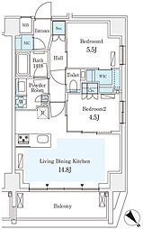 グランパセオ西麻布2 2LDKの間取図画像