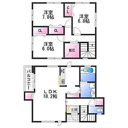 ヴィラージュ野崎 1階3LDKの間取り
