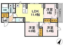 セレスティア白鷺II 2階3LDKの間取り